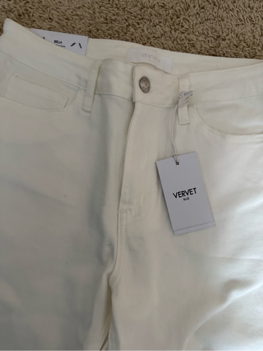 NWT | VERVET BY FLYING MONKEY | White High-Rise Raw Fringe Hem Jeans | Size 29 - Picture 2 of 10